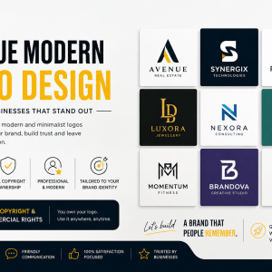 Unique Modern Logo Design for Businesses with Full Copyrights