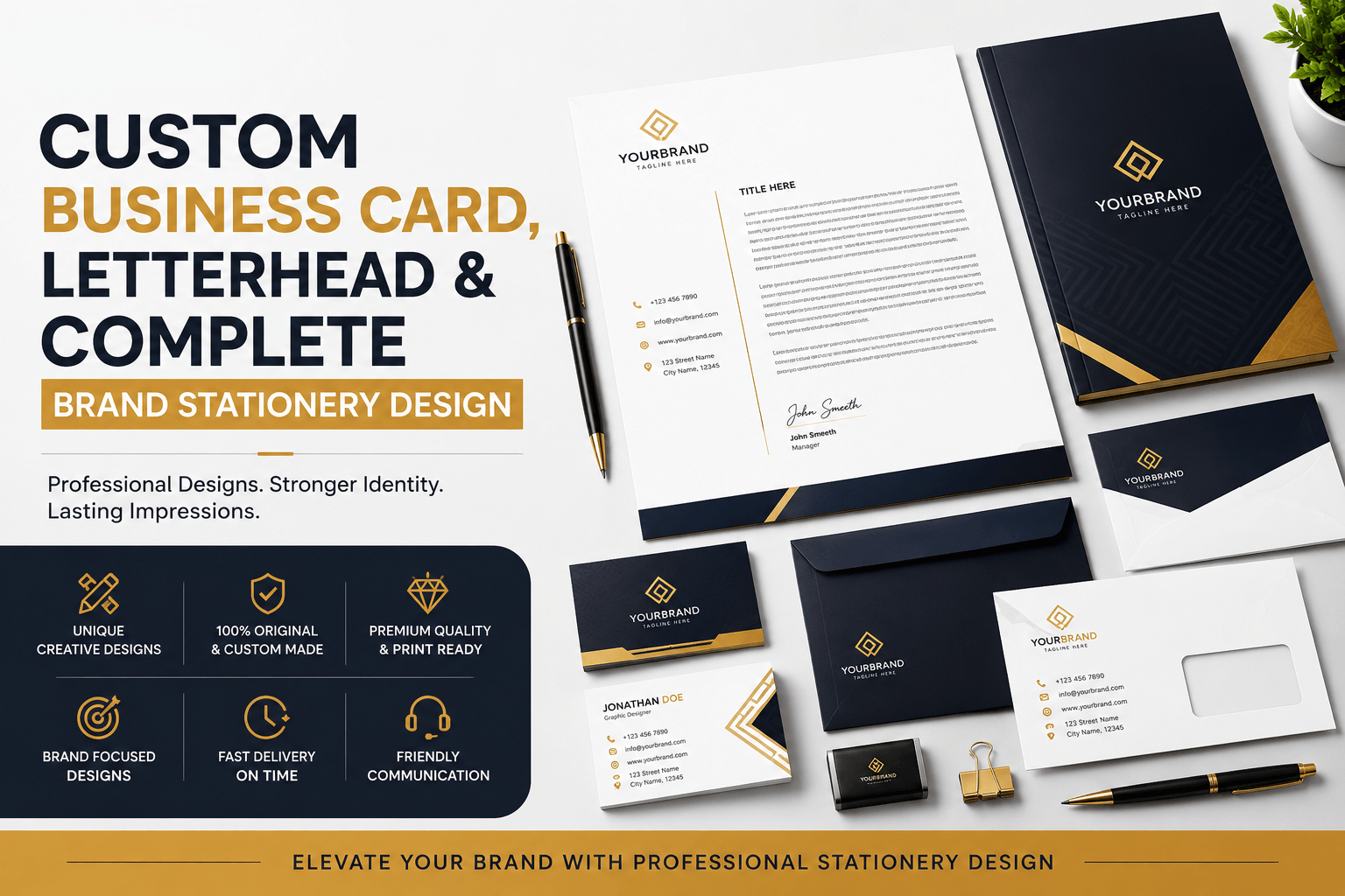 Custom Business Card, Letterhead & Complete Brand Stationery Design
